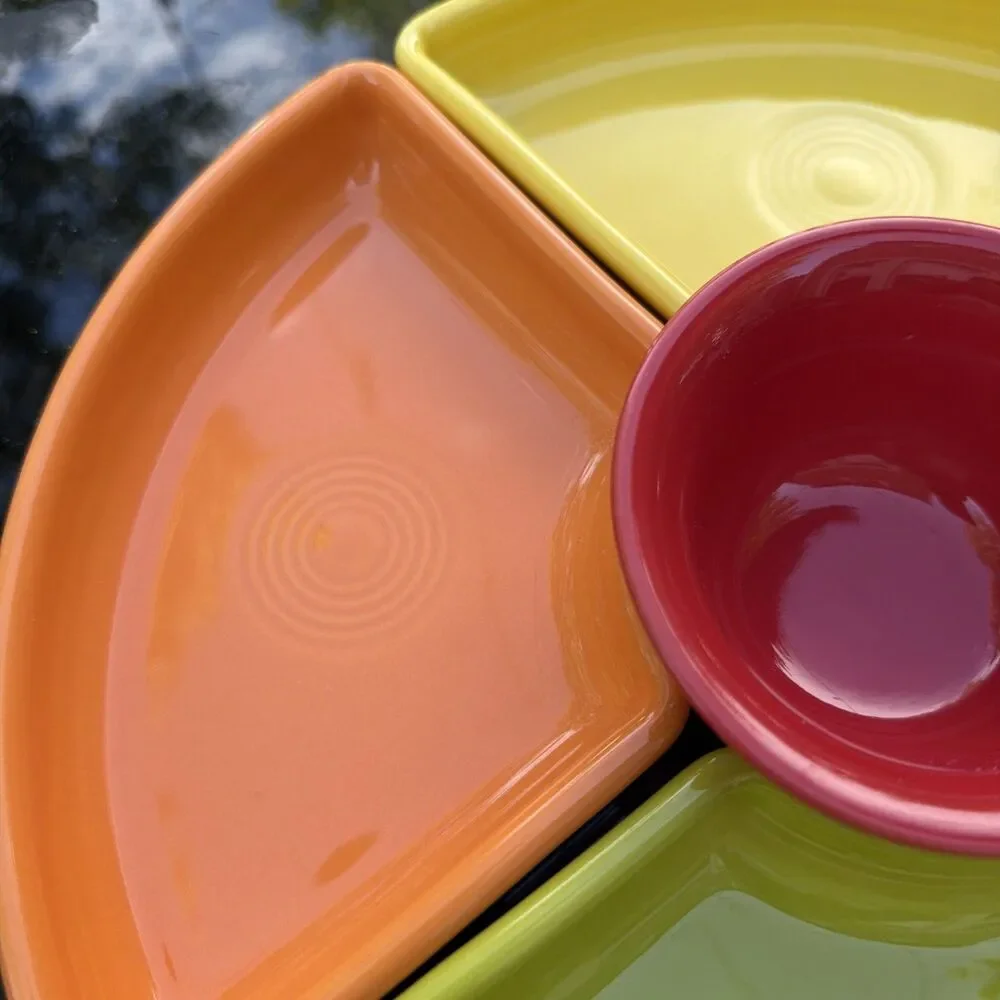 Fiestaware Relish Trays 5 Pc Set Fiesta Bright Colors Omni Inserts w/ Bowl